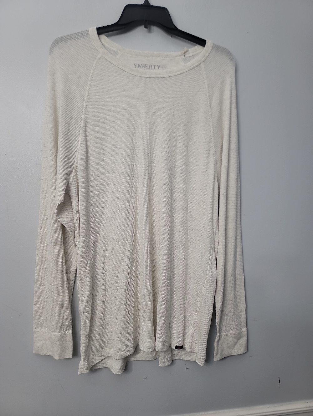 Faherty Cloud Waffle Long Sleeve Shirt In Ivory Heather